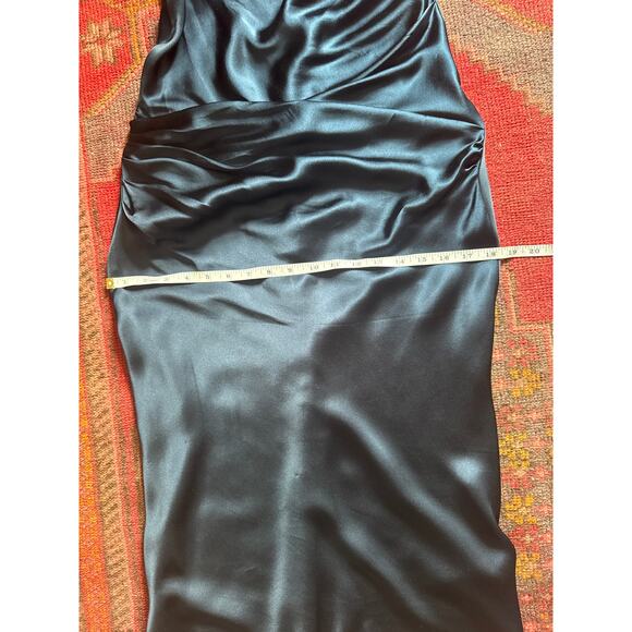 Amanda Uprichard Silk Ruched Georgina Dress Sleeveless In Ink Size Large - Picture 6 of 9